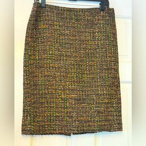Talbot’s Chic Multicolor Brown Green Orange Tweed Skirt sz 4